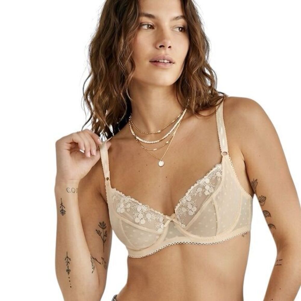 PARAMOUR Womens Bra Sz 36D Sweet Revenge Lace Beige Neutral Feminine Flirty Sexy
